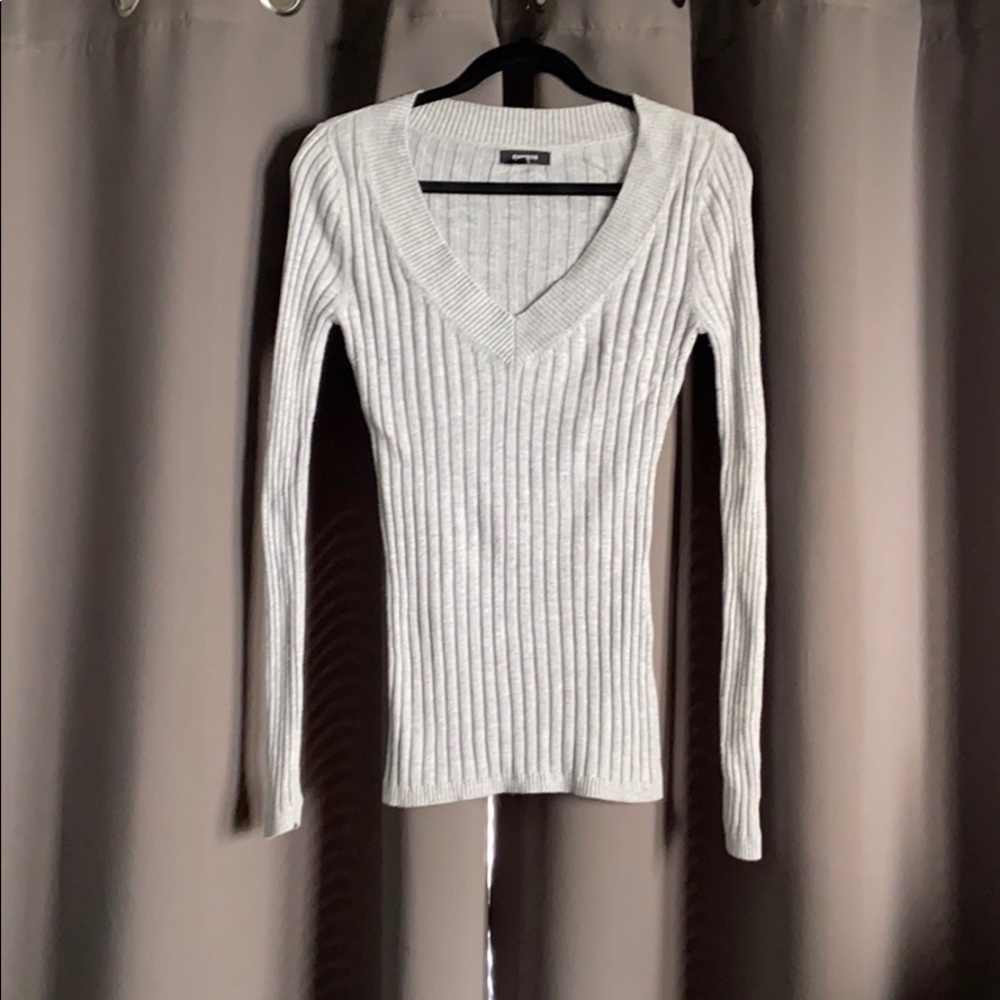 Express V-Neck Ribbed Knit Sweater
